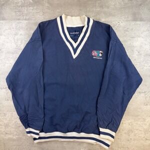 Vintage Swingster STP V-Neck Sweatshirt Navy Blue Mens Large USA